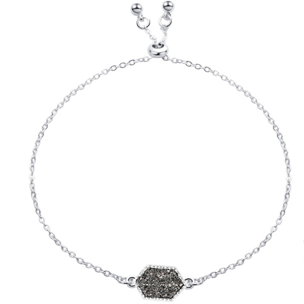 Gray Druzy Bracelet (Grey Hexagon), Brand New